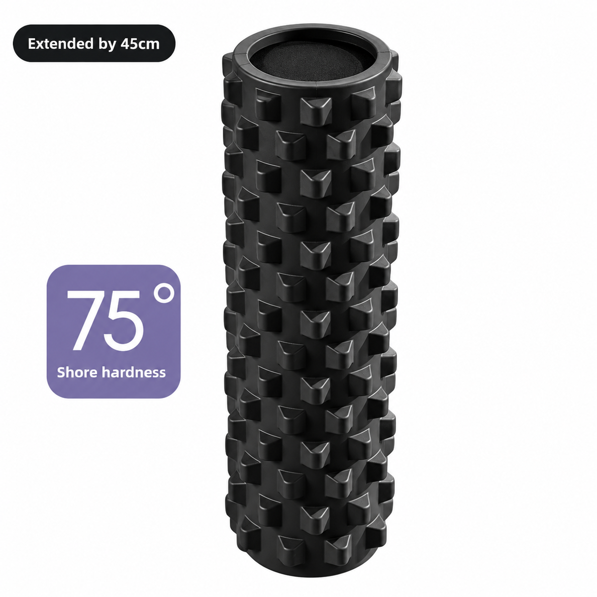 Black Back Roller – 45cm EVA Foam Muscle Massage Roller for Fitness & Recovery